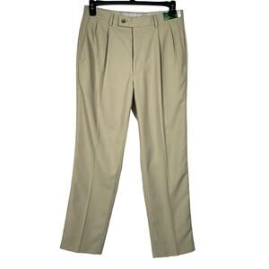 Louis Raphael SZ 32W 32L Golf Pants 2-Pleat Pockets Quick Dry Khaki Beige Mens